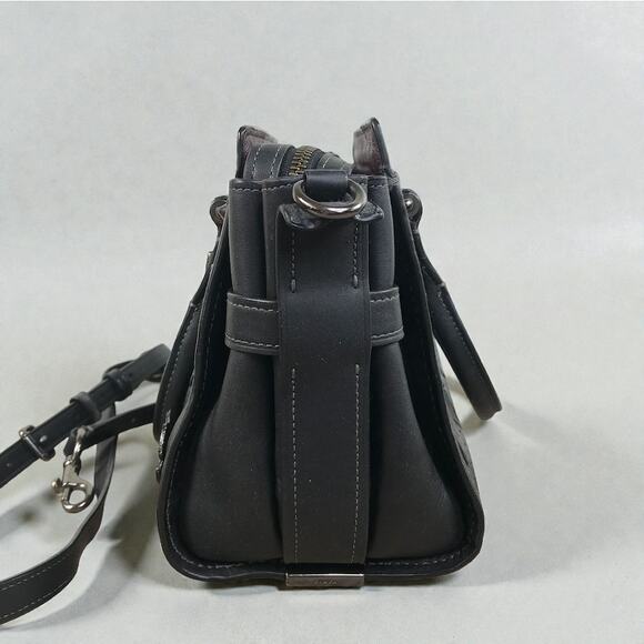 COACH Swagger 27 Tea Rose Tooling Leather Bag Black Rare Unique Clasic Old Money - Picture 6 of 14